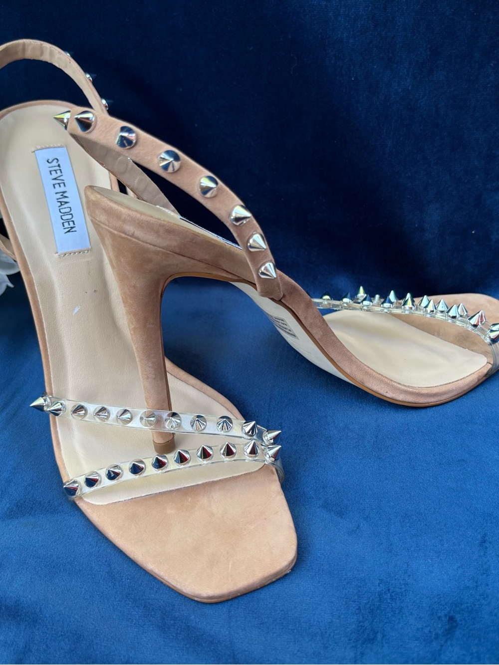 Steve Madden Tan Studded Slingback Heels - Picture 3 of 8